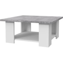 Table basse PILVI - Blanc et béton clair - Contemporain - L 67 x P 67