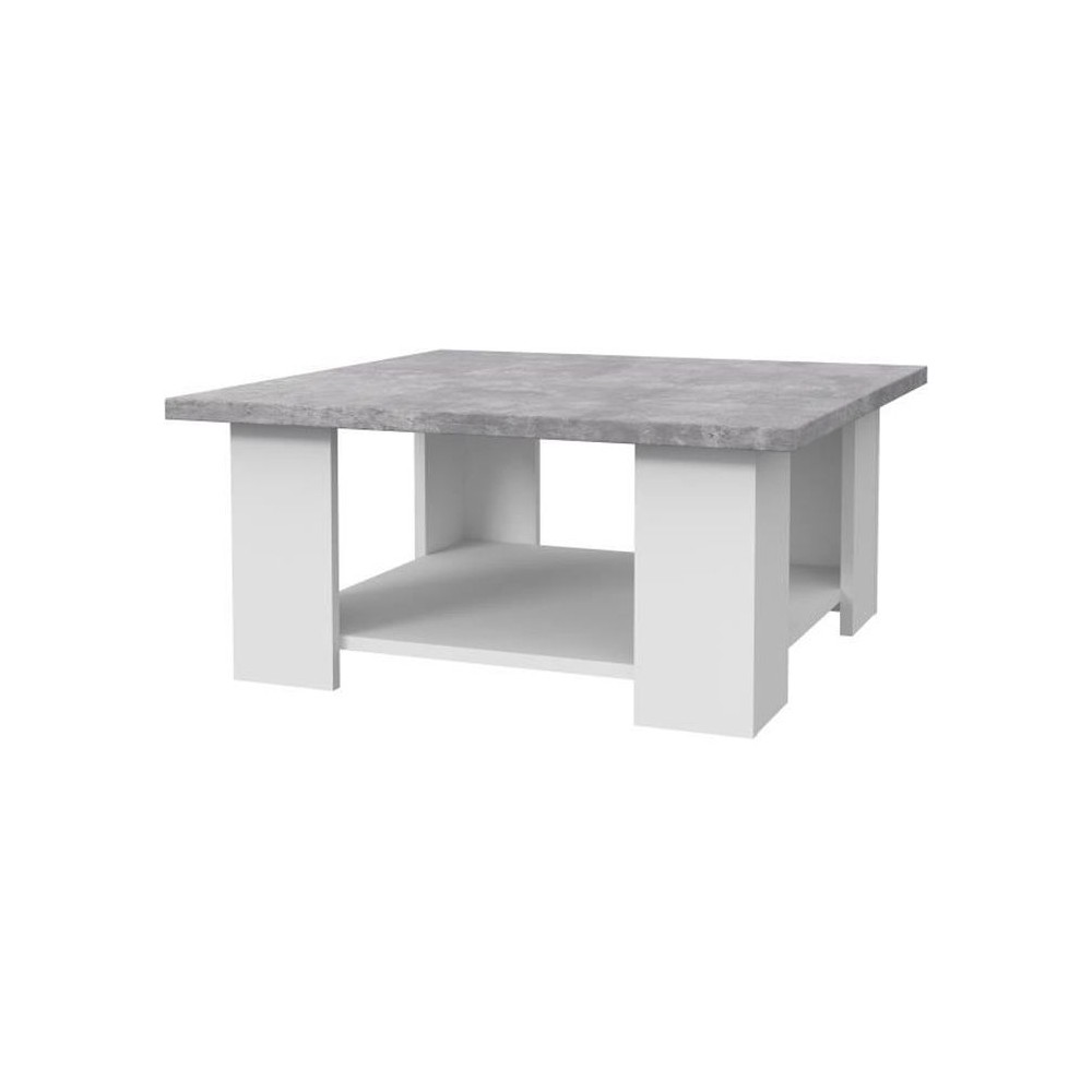 Table basse PILVI - Blanc et béton clair - Contemporain - L 67 x P 67