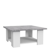 Table basse PILVI - Blanc et béton clair - Contemporain - L 67 x P 67