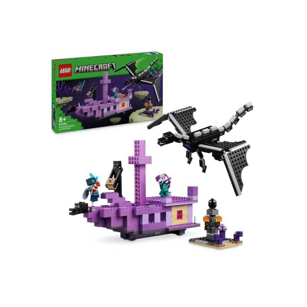 LEGO Minecraft 21264 Le dragon et le navire de l'Ender - Set inspiré des jeux vidéo