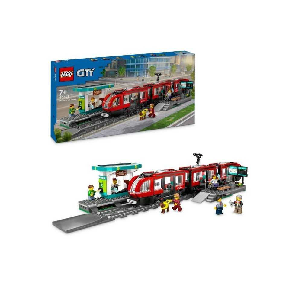 LEGO City 60423 Le tramway et la station du centre-ville, véhicule pour enfants des 7 ans