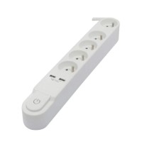 CHACON Bloc multiprise 5 prises 16 A avec interrupteur, 2 ports USB et