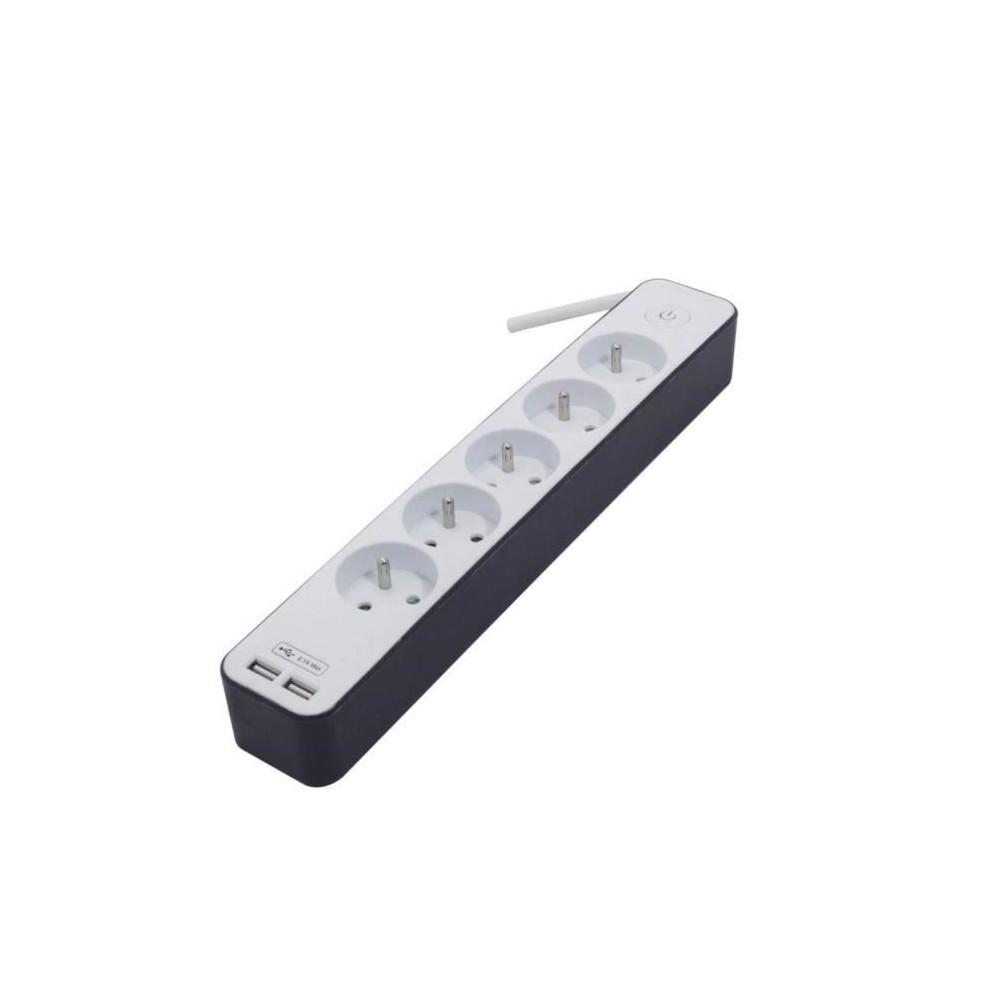 CHACON Bloc multiprise 5 prises 16 A avec 2 ports USB et câble 1,5 m