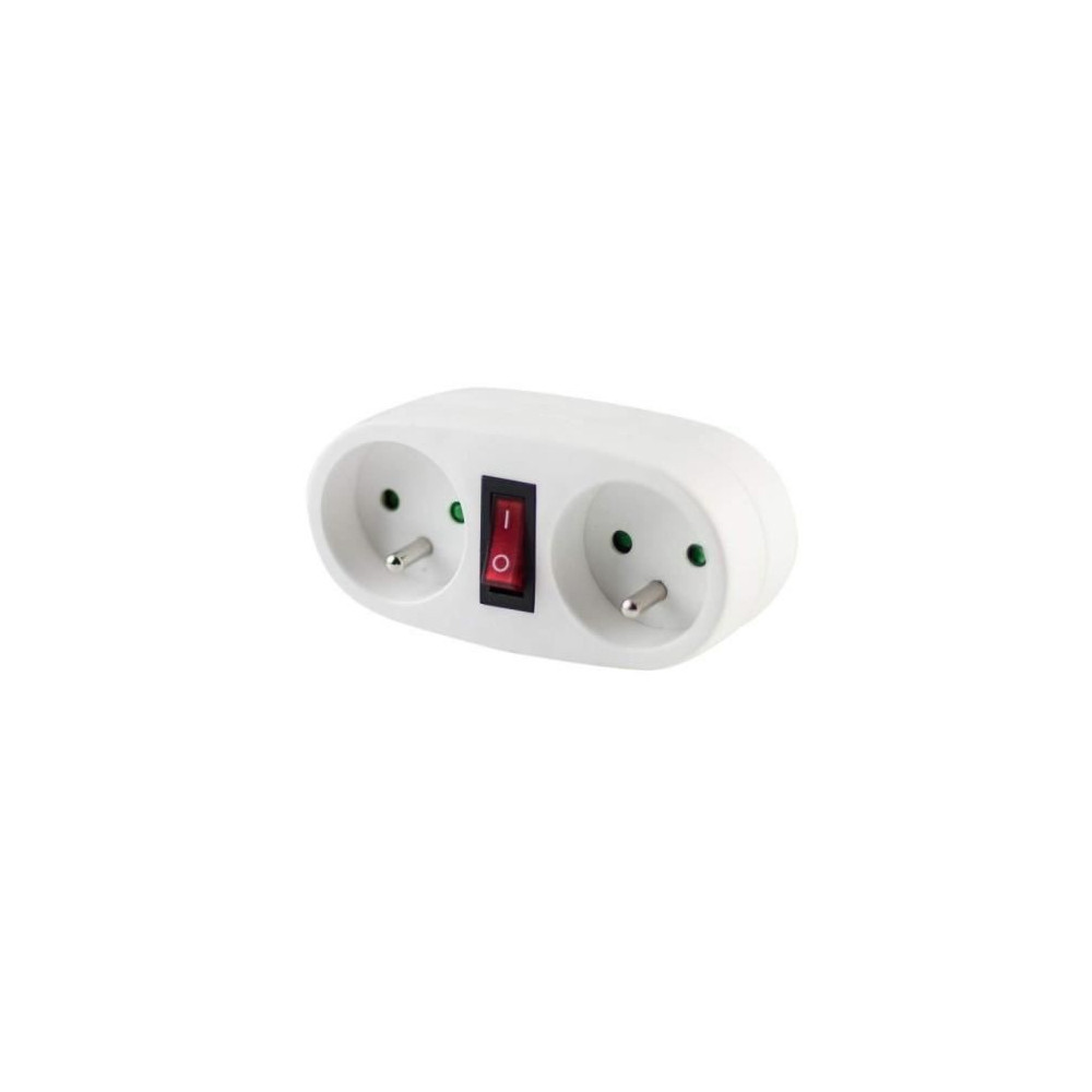 CHACON Prise biplite 2x16A avec interrupteur blanc