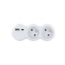 Lot 2 domino CHACON - 47002 - 2x16A avec USB-A +USB-C - Blanc (FR)