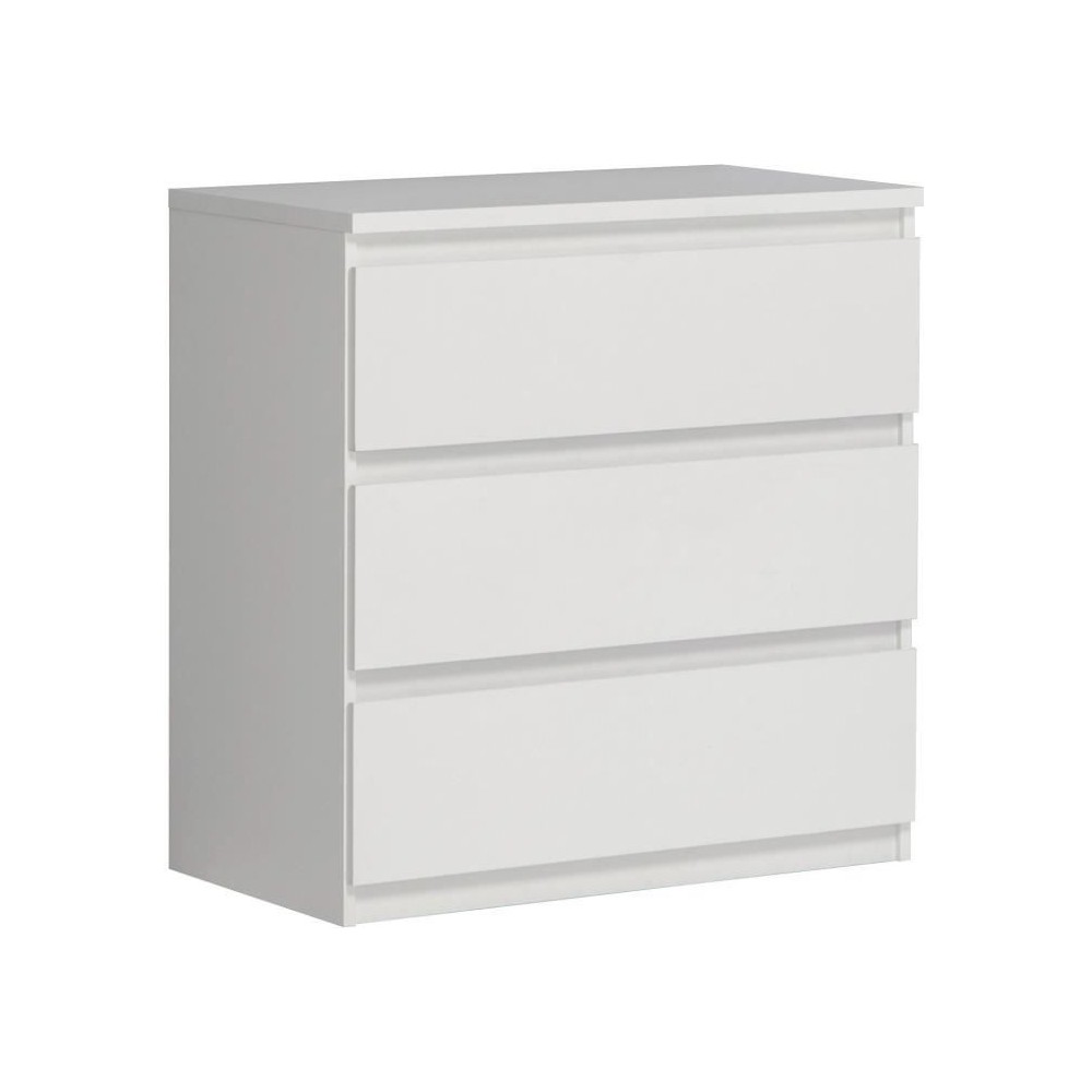 Commode CHELSEA 3 Tiroirs - Couleur blanc mat - L 77,2 x P 42 x H 79,9