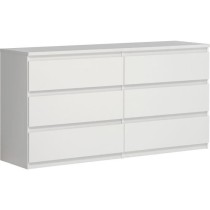 Commode CHELSEA 6 Tiroirs - Couleur blanc mat - L 154 x P 42,2 x H 79,