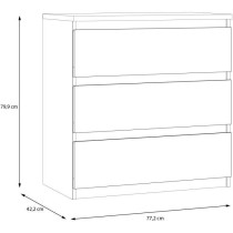 Commode - CHELSEA - 3 tiroirs - Anthracite - 77,2 x 42,2 x 79,9 cm