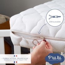 Matelas Bébé Coton Bio - 60x120x10 cm - 100% Coton - Déhoussable - Sans traitement chimique