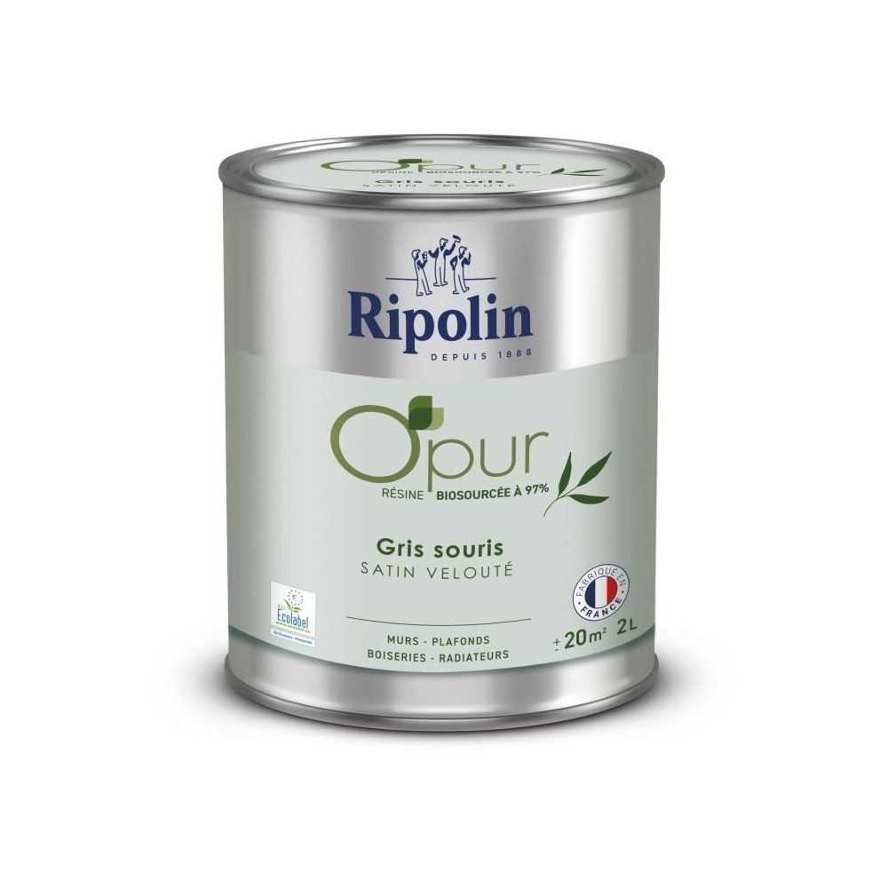 Peinture O'PUR murs, boiseries & radiateurs - RIPOLIN - 472827 - Gris souris - Satin veloute - 2 L