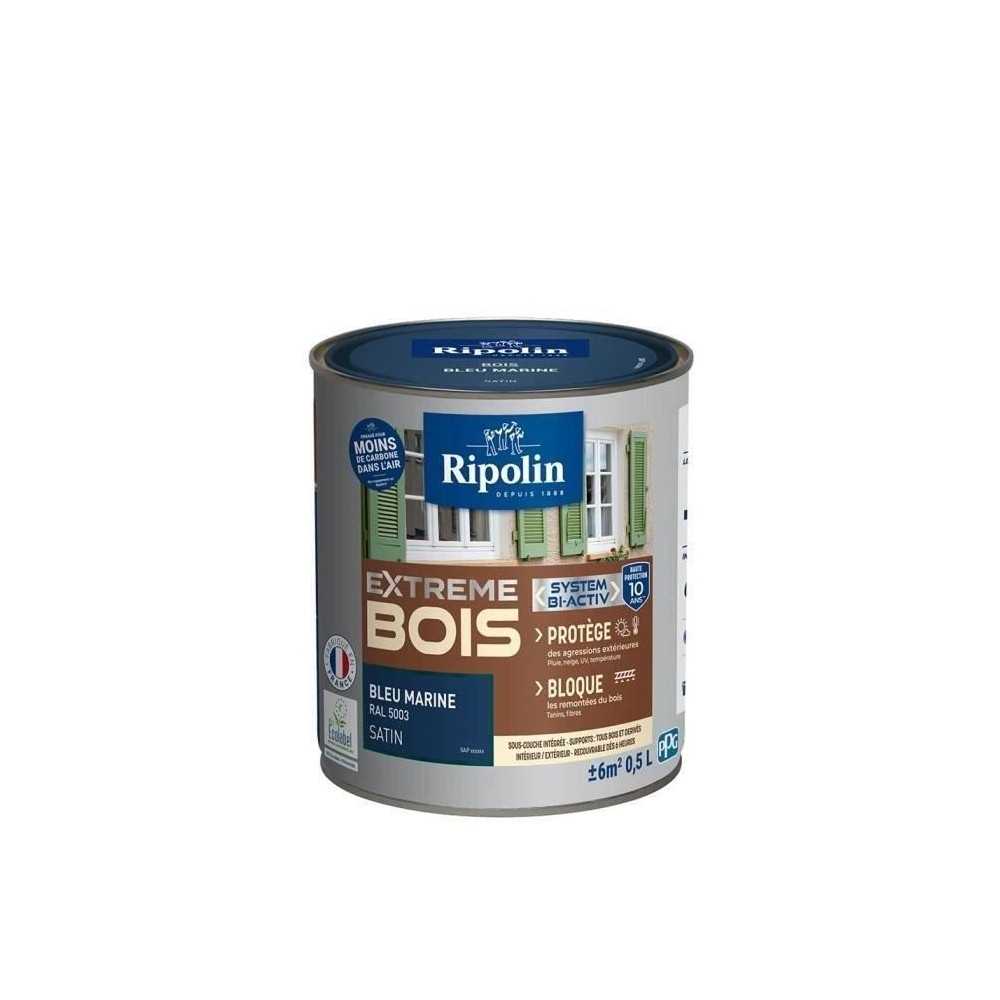 RIPOLIN Peinture Bois Satin Haute Protection 10 ans qui Protege et Magnifie vos Bois - Bleu marine