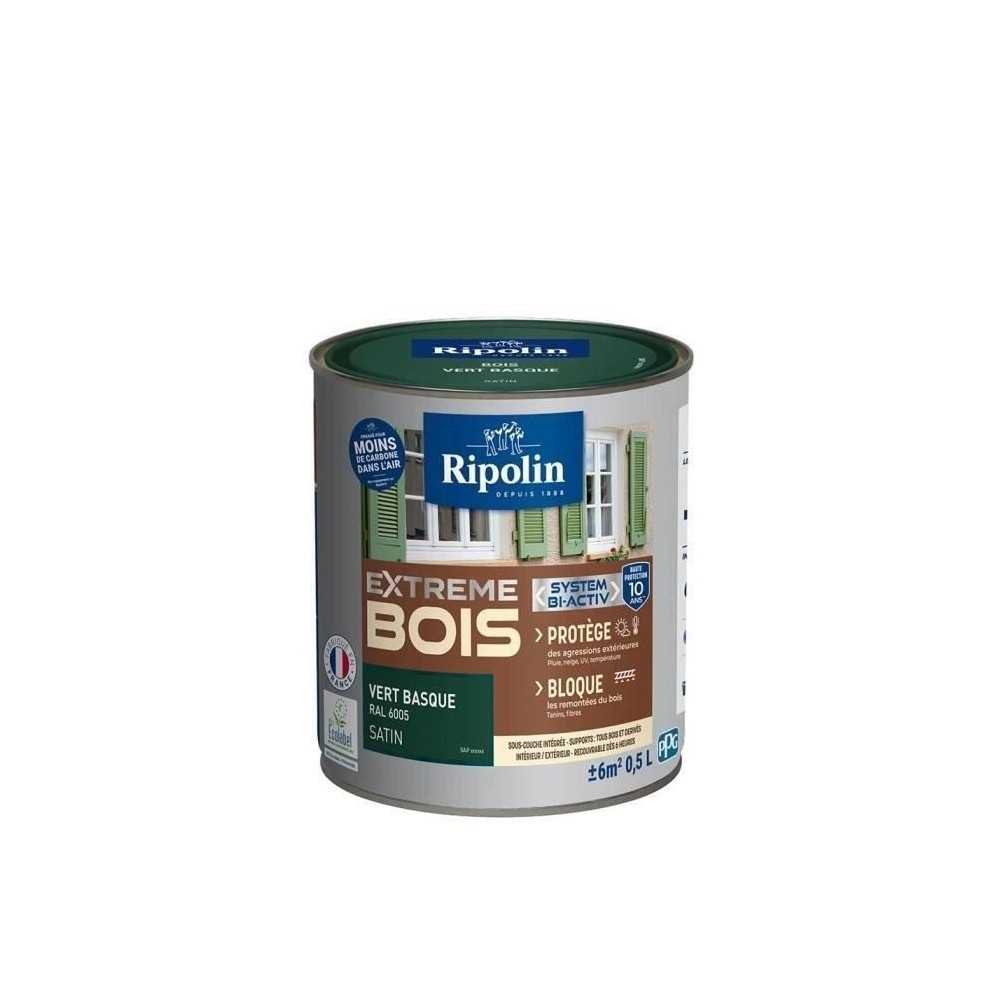 RIPOLIN Peinture Bois Satin Haute Protection 10 ans qui Protege et Magnifie vos Bois - Vert basque