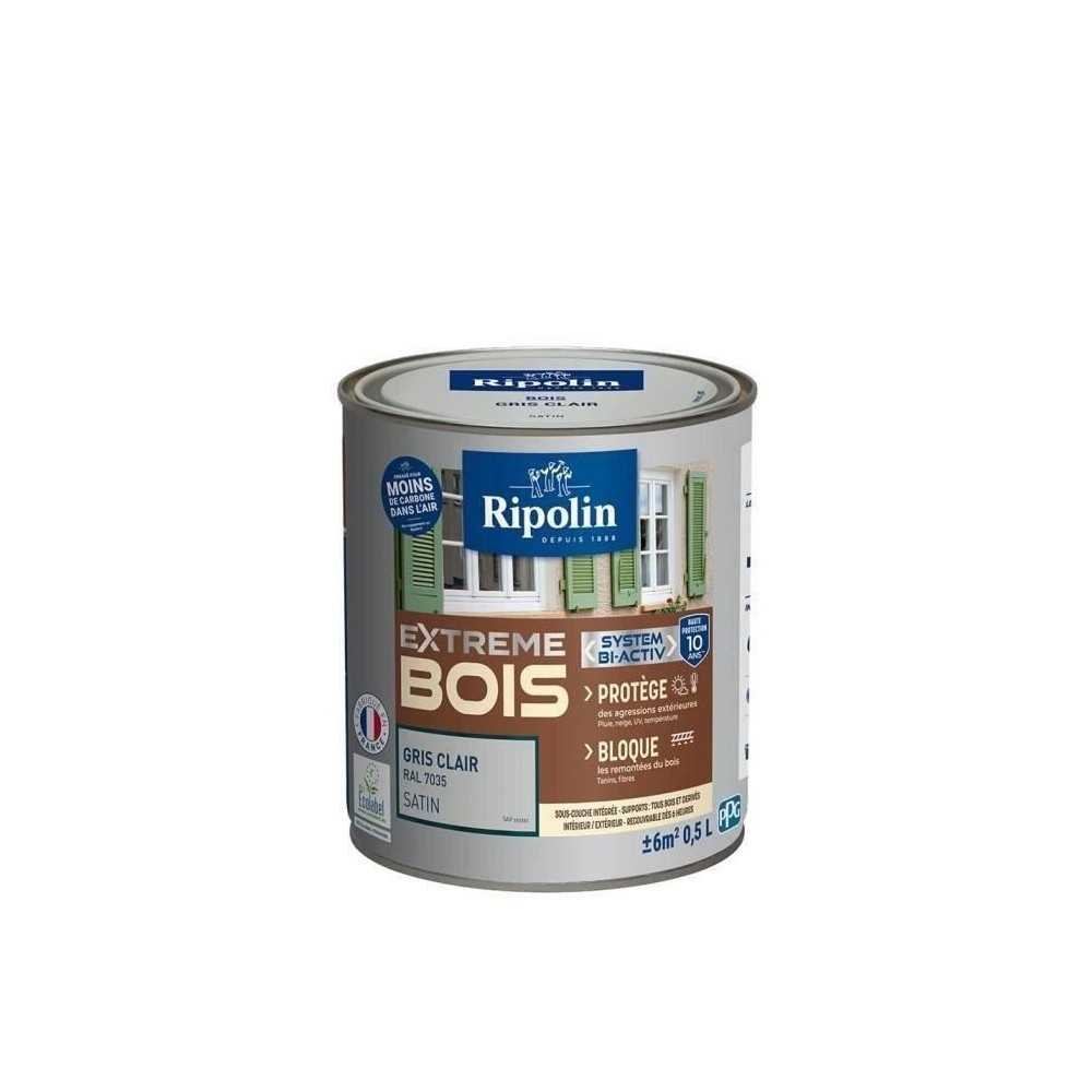 RIPOLIN Peinture Bois Satin Haute Protection 10 ans qui Protege et Magnifie vos Bois - Gris clair