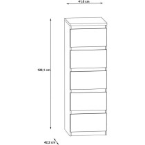 Commode CHELSEA 5 tiroirs - 41,8 cm - Décor optique béton clair KILO