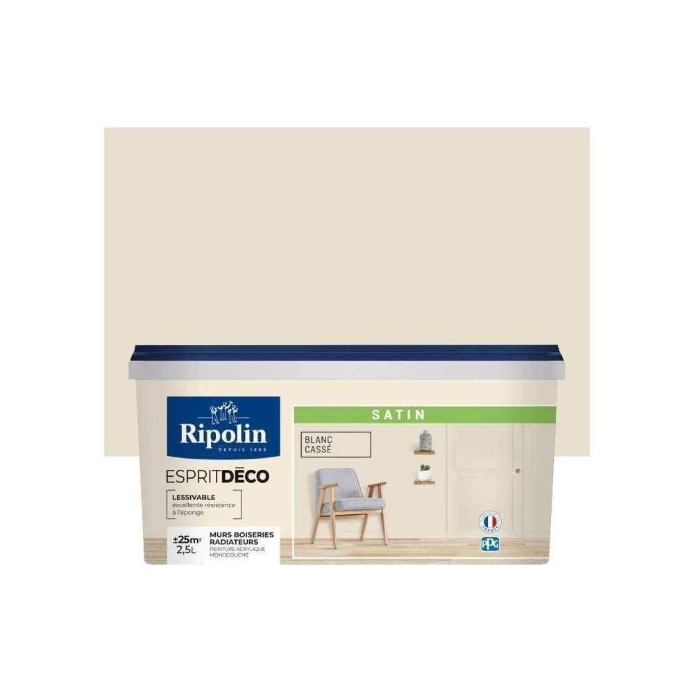 RIPOLIN Peinture murale pour toutes pieces - Blanc cassé satin - 2,5 L