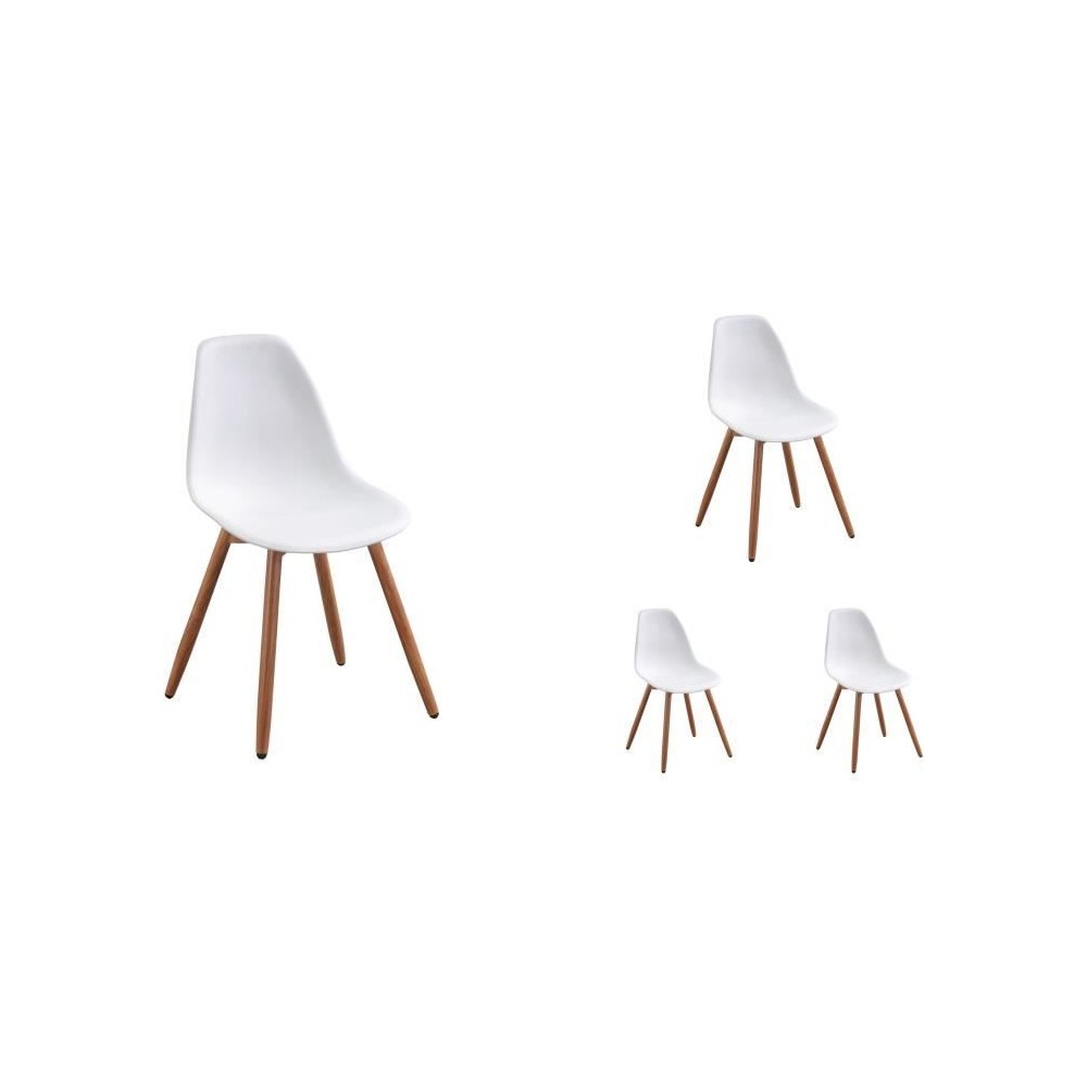 Lot de 4 chaises de jardin en polypropylene - Blanc - 50 x 55 x 85,5 c