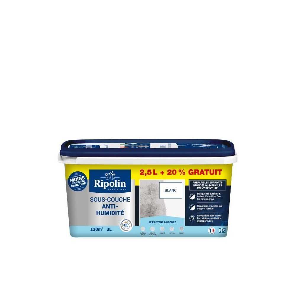 RIPOLIN Sous-Couche Anti Humidité pour Préparer vos supports Humides avant la mise en peinture -