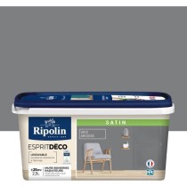 RIPOLIN Peinture Couleur Satin Ultra Couvrante pour Cuisine, Chambre, Salon, Salle, Entrée, Couloir - Gris ardoise