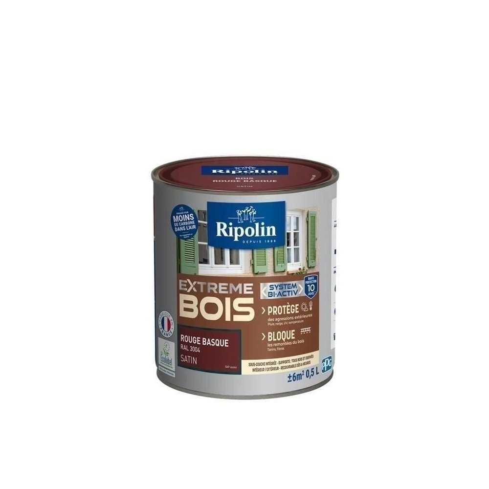 RIPOLIN Peinture Bois Satin Haute Protection 10 ans qui Protege et Magnifie vos Bois - Rouge basque