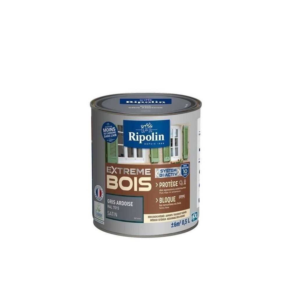 RIPOLIN Peinture Bois Satin Haute Protection 10 ans qui Protege et Magnifie vos Bois - Gris ardoise