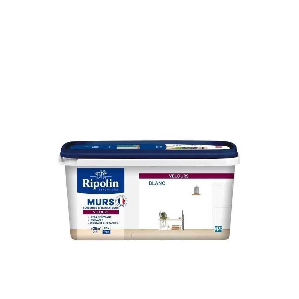 RIPOLIN Peinture Blanc Velours pour Murs, Boiseries Radiateurs - Blanc