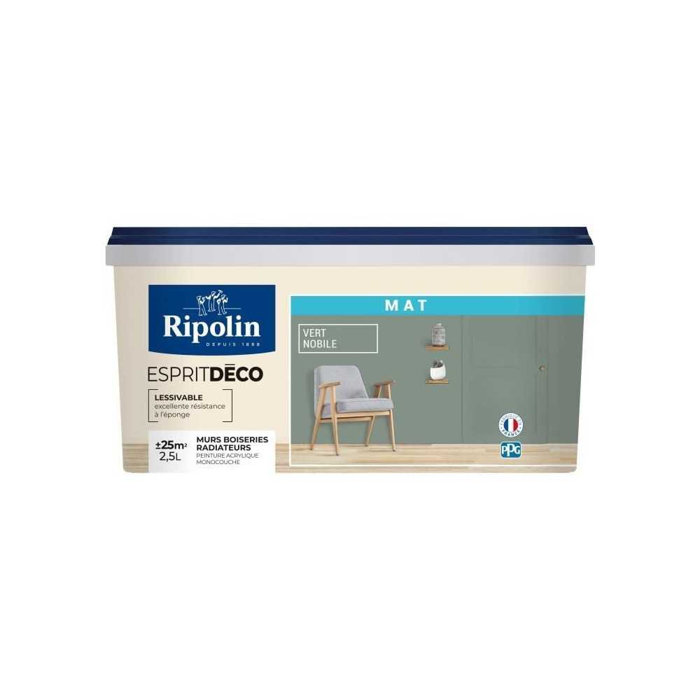 Peinture de décoration murale intérieure - Vert nobile mat - RIPOLIN - 2,5 L