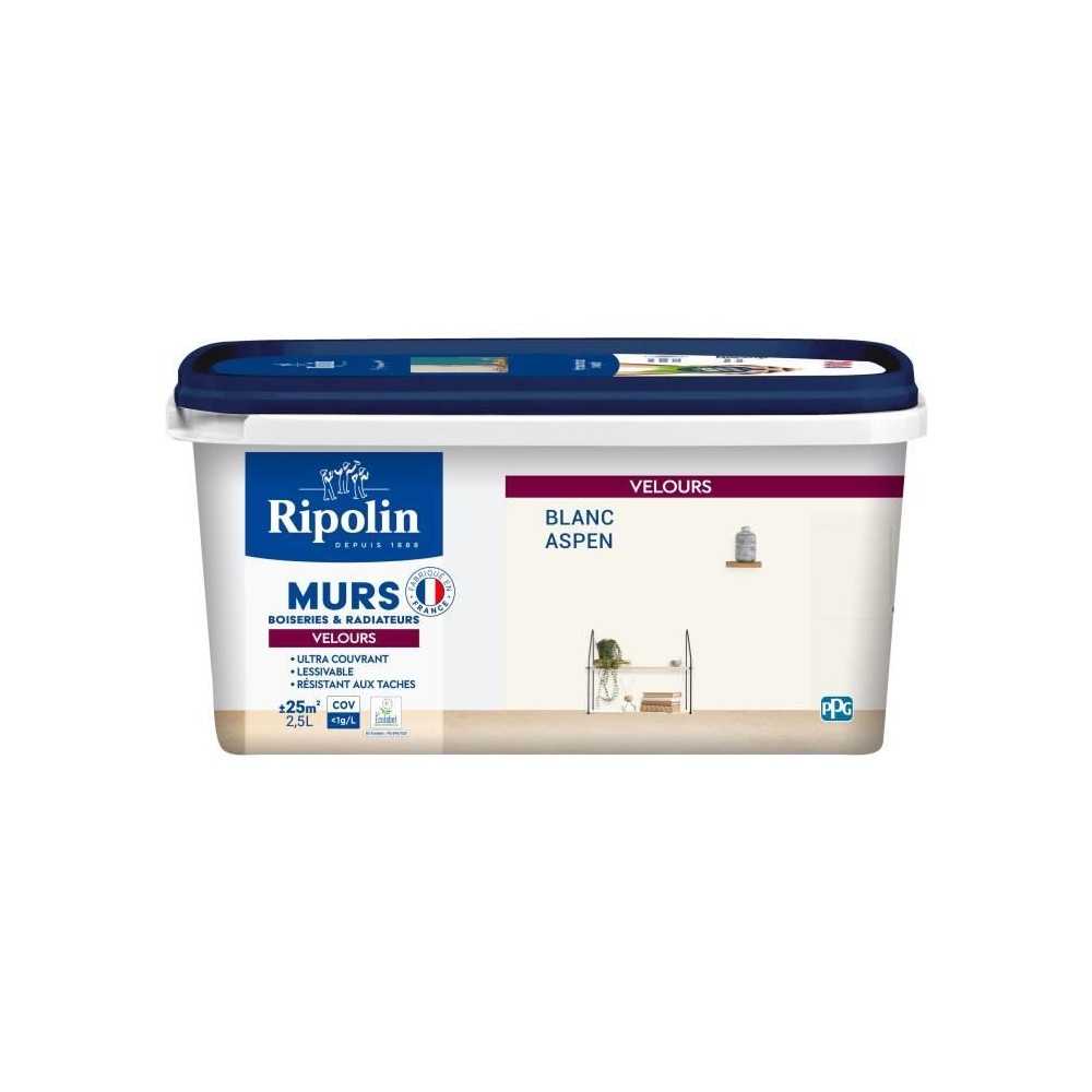 Peinture deco murs, boiseries & radiateurs - RIPOLIN - 447161 - Blanc aspen - Velours - 2,5 L