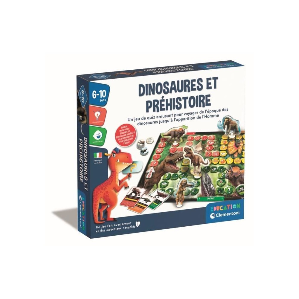 Clementoni - Quiz Dinosaures et préhistoire - 3 modes de jeu différe