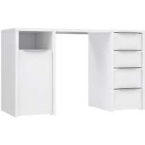 BILBAO Bureau 1 porte 4 tiroirs - Décor papier blanc - L 125 x P 50 x