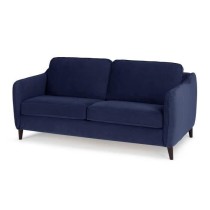 HEXAGONE Canapé convertible couchage express - 3 places - Velours ble