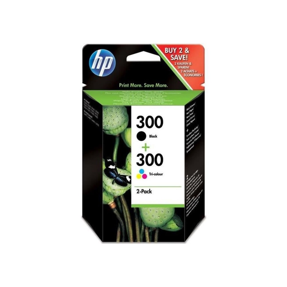 HP 300 Pack de 2 cartouches d'encre noire et trois couleurs authentiqu