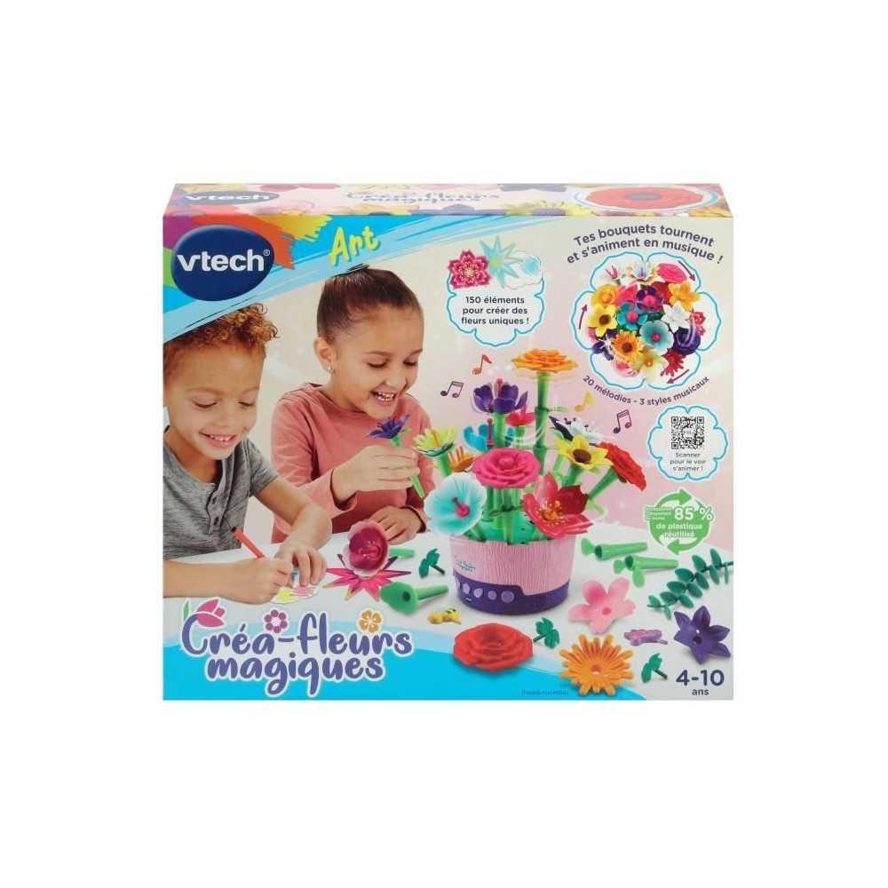 Kit créatif Vtech Créa-fleurs magiques - Bouquet animé en musique - Plastique réutilisé - Blanc