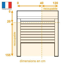 Volet roulant H155 x L120 cm PVC recoupable en largeur et hauteur - Ma