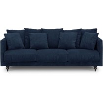 Canapé droit fixe 4 places - Tissu bleu - Classique - L 212 x P 93 cm