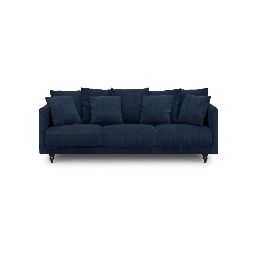 Canapé droit fixe 4 places - Tissu bleu - Classique - L 212 x P 93 cm