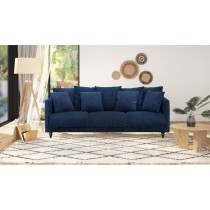 Canapé droit fixe 4 places - Tissu bleu - Classique - L 212 x P 93 cm