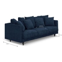 Canapé droit fixe 4 places - Tissu bleu - Classique - L 212 x P 93 cm