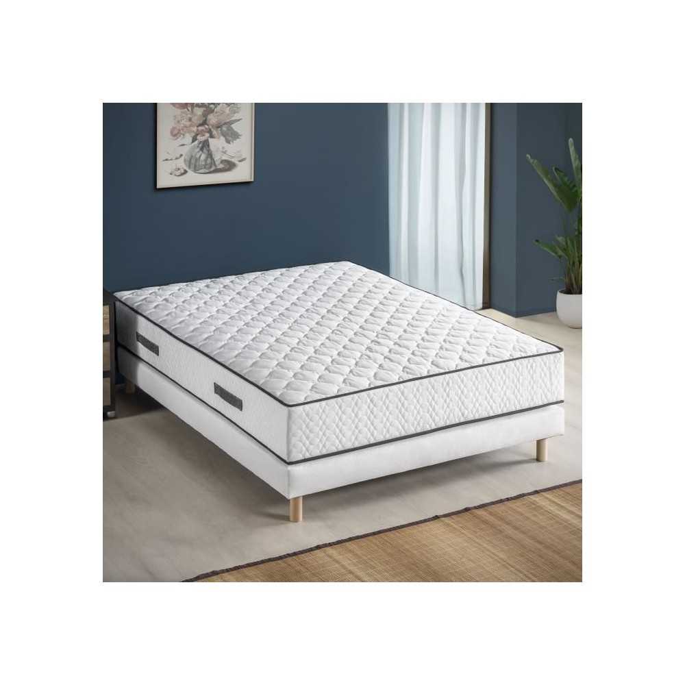 Ensemble matelas + sommier 140 x 190 cm - 580 Ressorts ensachés - 7 zones de confort - 24 cm - Équilibré - DEKO DREAM Détent