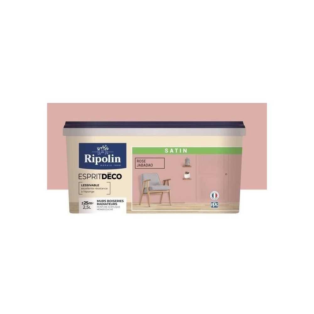 RIPOLIN Peinture Couleur Satin Ultra Couvrante pour Cuisine, Chambre, Salon, Salle, Entrée, Couloir - Rose