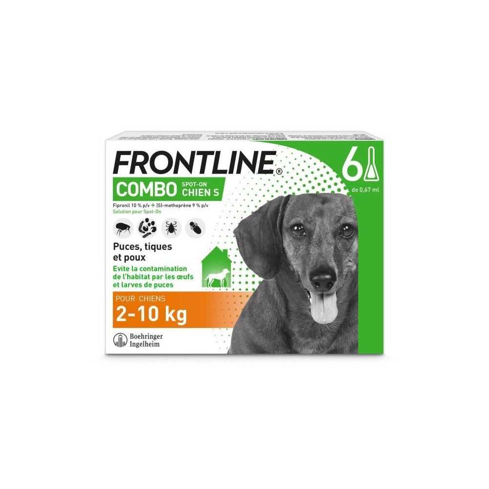 FRONTLINE Combo Chien S - 2 a 10 kg - 6 Pipettes - Puces tiques et poux