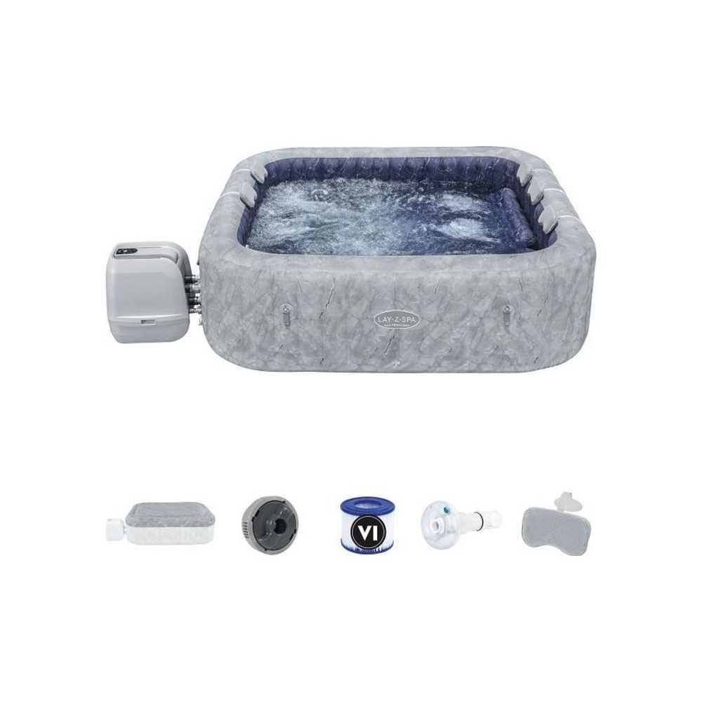 Spa gonflable BESTWAY - Lay-Z-Spa San Francisco Hydrojet Pro - 230 x 230 x 71 cm - 5/7 places - Carré (bâche, une cartouche)