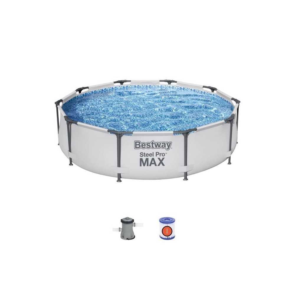 Kit Piscine hors sol tubulaire BESTWAY Steel Pro Max™ - 305 x 76 cm - Ronde (Avec épurateur a cartouche et pompe de filtratio