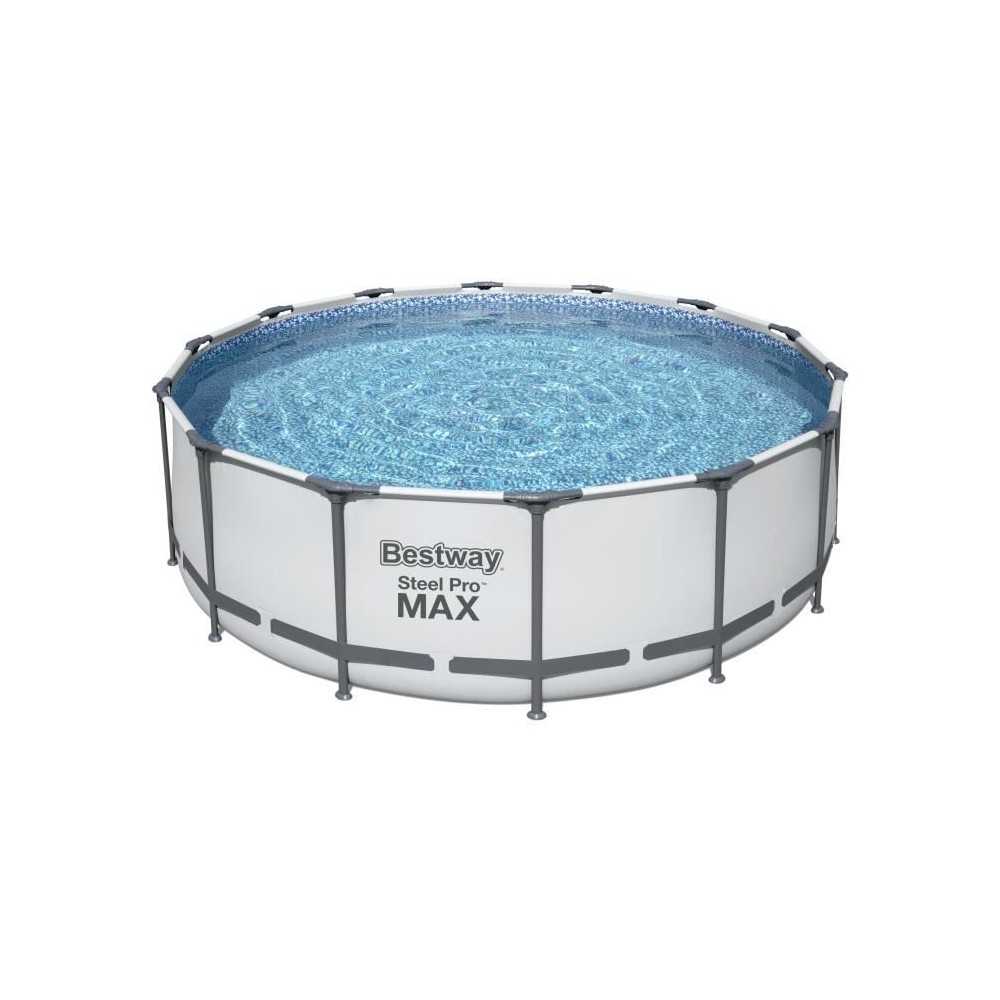 Kit Piscine hors sol tubulaire BESTWAY Steel Pro Max™ - 427 x 122 cm - Ronde (Avec un filtre a cartouche, une bâche et une é