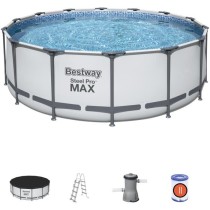 Kit Piscine hors sol tubulaire BESTWAY Steel Pro Max™ - 427 x 122 cm - Ronde (Avec un filtre a cartouche, une bâche et une é