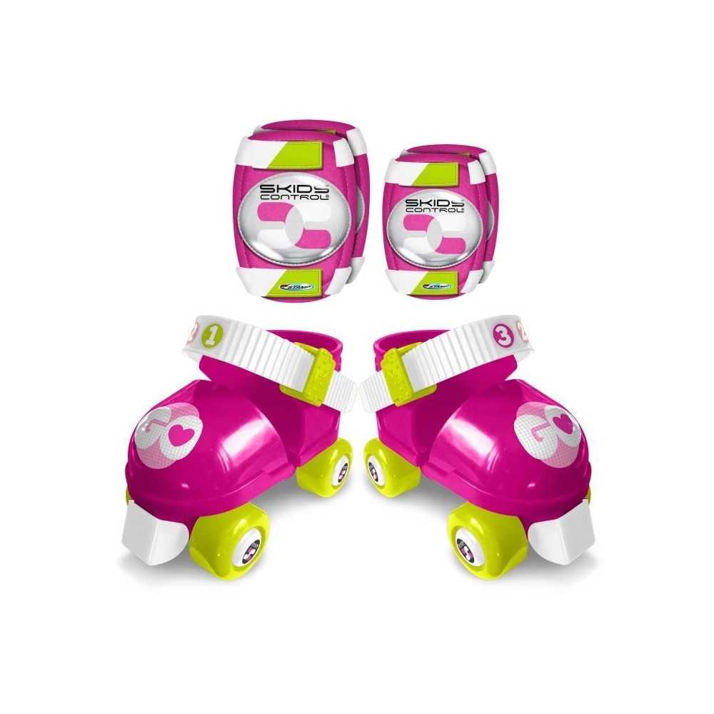 Set Patins a Roulettes + Coudieres & Genouilleres ROSE SKIDS CONTROL