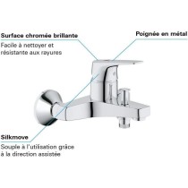 Mitigeur Bain/Douche GROHE Start Flow - Montage mural - Chromé 23772000