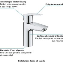 Mitigeur monocommande lavabo GROHE QUICKFIX Start - économie d'eau - bonde clic clac incluse - taille S