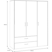 Armoire de chambre - Blanc mat / Chene artisan - 3 portes et 2 tiroirs