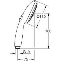 Pommeau de douche - GROHE Vitalio Start 110 27946001 - 2 jets (Pluie/Stimulant) - Economie d'eau - Procédé anti-calcaire - Chr