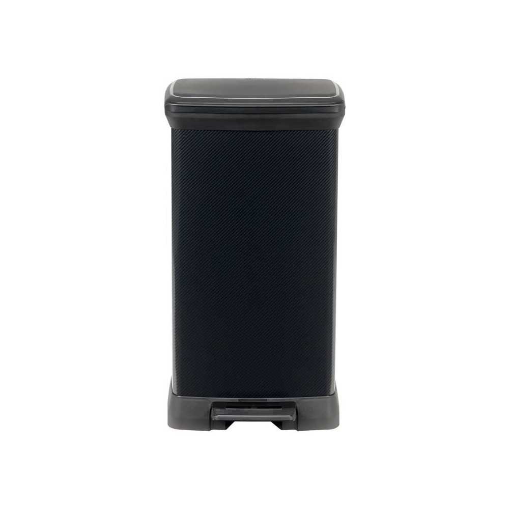 CURVER Decobin Poubelle a pédale rectangulaire - 50 L - Noir carbone